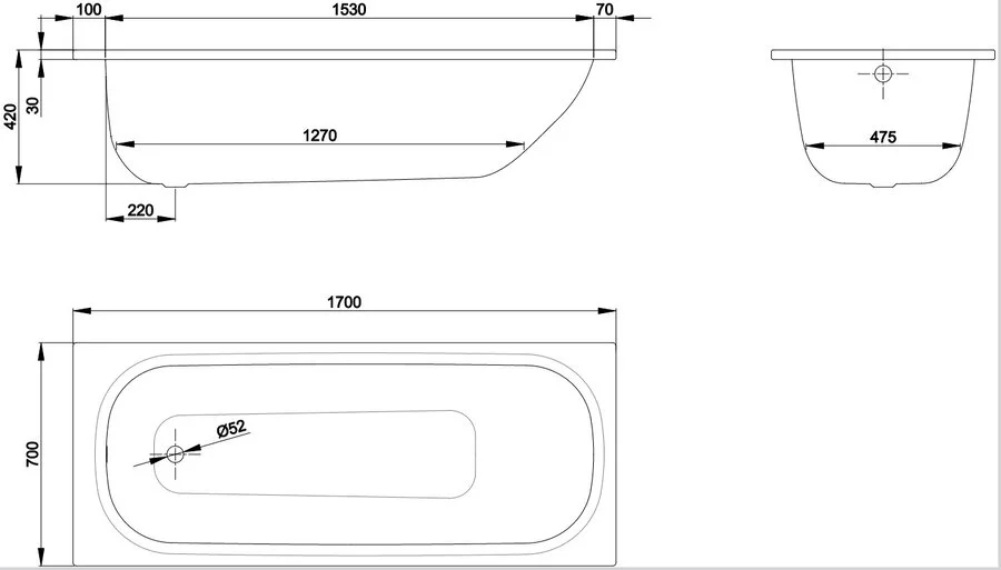 Стальная ванна Bette Form 2945-000, 170 x 70 см (детальная фотография), 170х70