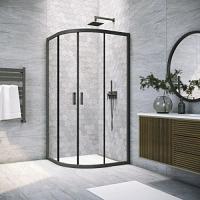 Душевой уголок профиль черный глянцевый стекло прозрачное Vegas-glass