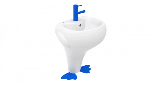 Раковина напольная Creavit Ducky 53 см белая синие ножки - фото 1
