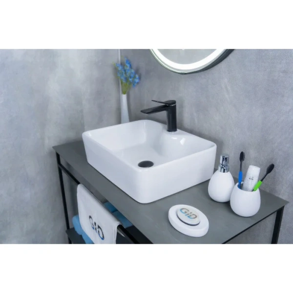 Раковина GID Geometrico N9091 48 см белая 51176 (детальная фотография), накладные (на столешницу)