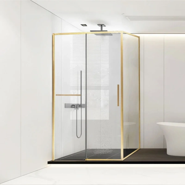 Душевой уголок Vincea Slim Soft 140х80 см профиль брашированное золото VSR-1SS8014CLG (детальная фотография)