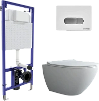 Унитаз с инсталляцией BERGES Puma кнопка хром/белая