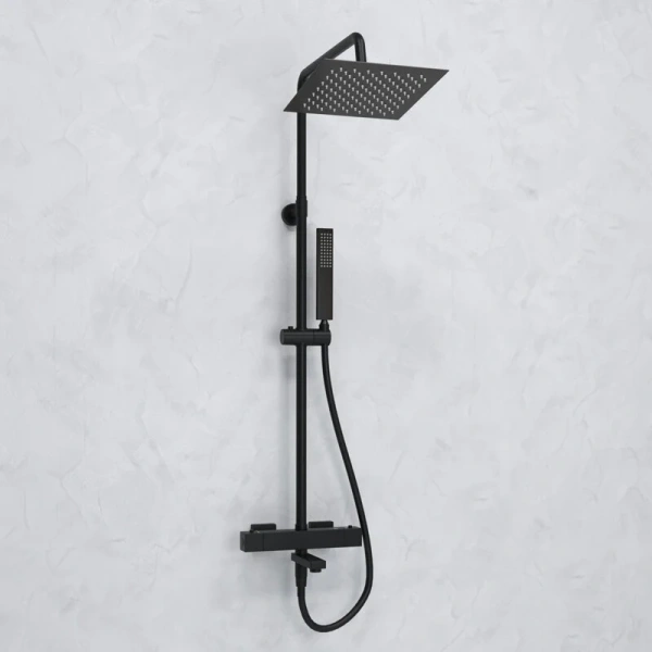 Душевая стойка WasserKRAFT Abens с термостатическим смесителем A299.255.218.BM Thermo (детальная фотография), черные