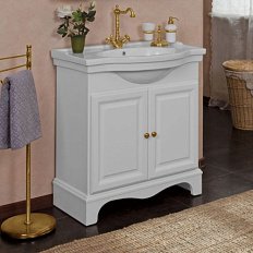 Тумба под раковину, цвет белый матовый, фурнитура золото, La Beaute Michel