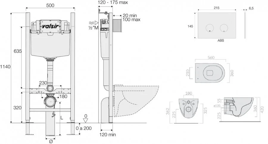 Унитаз с инсталляцией Valsir Dream безободковый KIT VSCR 7317 Slim P4 (детальная фотография), с инсталляцией