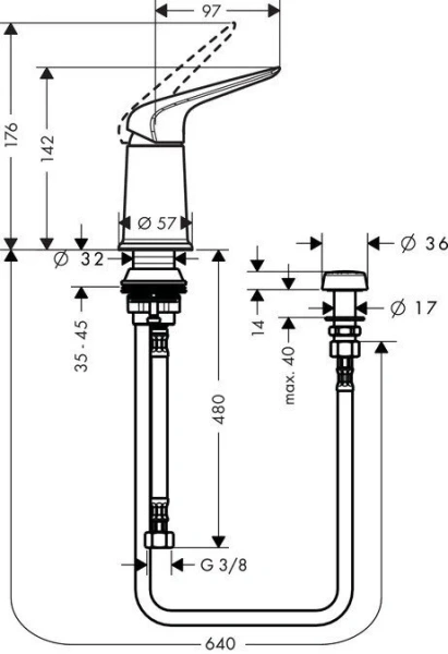 Смеситель для биде Hansgrohe Novus 71145000 (детальная фотография), для биде