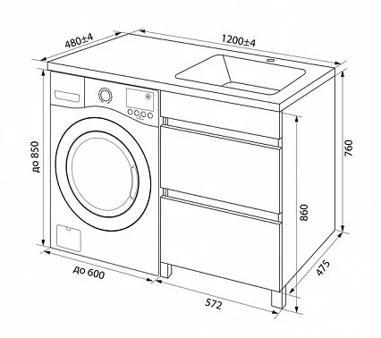 Тумба с раковиной напольная IDDIS Optima Home OPH12 120 см с ящиками (детальная фотография) index_1