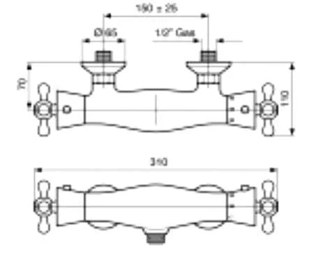 Смеситель для душа термостатический, золото, Emmevi Deco Classic 12300OR (детальная фотография), для душа