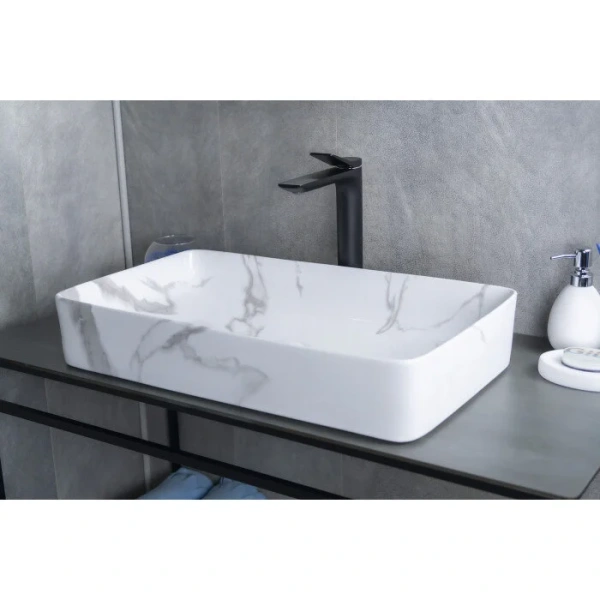 Раковина GID Geometrico Mnc396C 60 см под камень 54476 (детальная фотография), в форме чаши, прямоугольной формы