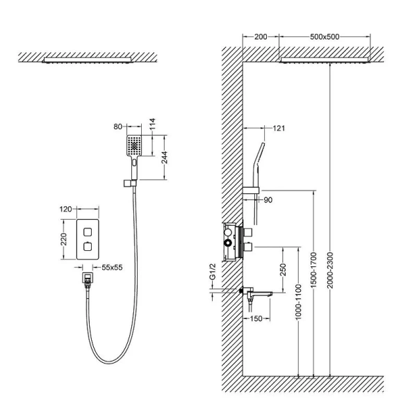 Душевой комплект Timo Petruma хром SX-5019/00SM (детальная фотография), комплекты