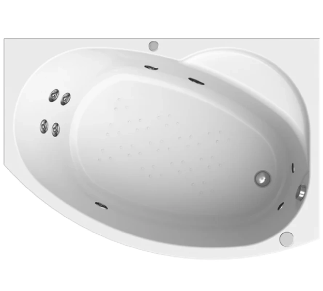 Ванна гидромассажная акриловая Vannesa Massage Монти L/R 150 x 105 см, система баланс хром 2-76-2-1-0-213 (детальная фотография), асимметричные