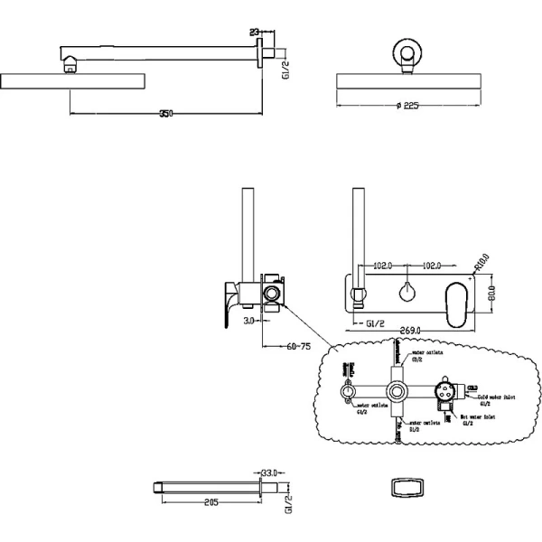 Душевой комплект Boheme Spectre графит матовый 454-2-GM (детальная фотография), комплекты