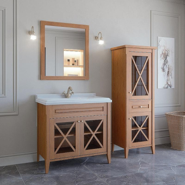 Шкаф-пенал напольный Caprigo Napoli Promo 56 см орех, правый 33650R-B168 (детальная фотография), 55 см