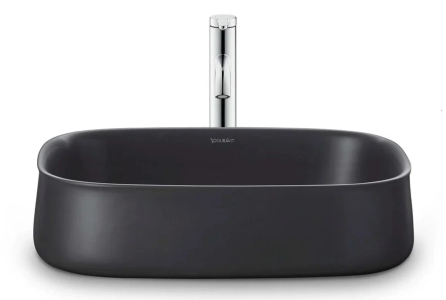 Раковина Duravit Zencha 55 см матовый антрацит 2373551379 (детальная фотография), в форме чаши, прямоугольной формы