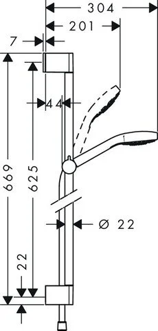 Душевой гарнитур Hansgrohe Croma Select S со шлангом 26564400 (детальная фотография), современные, hi-tech