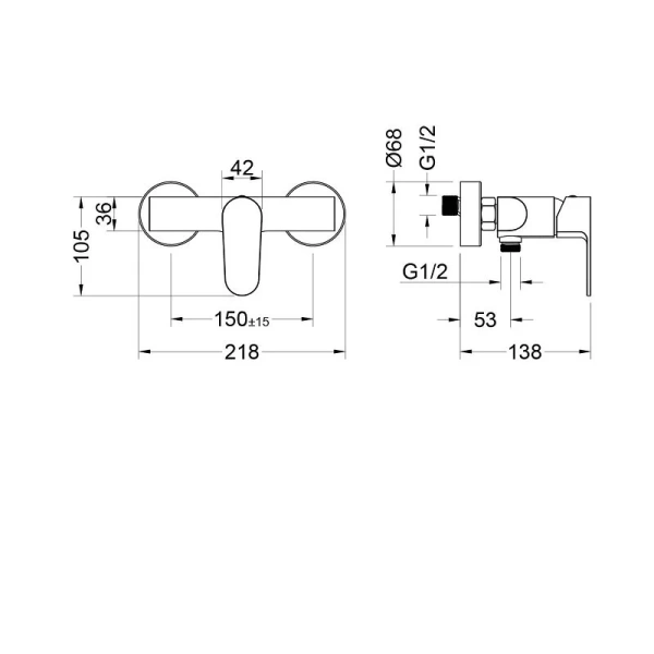 Душевой комплект Акватек Оберон черный матовый AQ1231MB (детальная фотография), черные