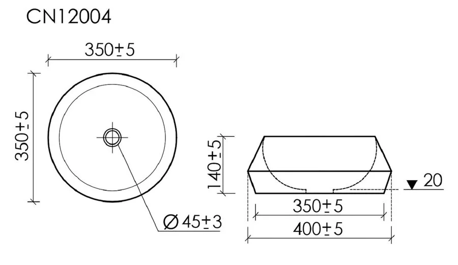 Раковина Ceramica Nova Maya 35 см белая матовая CN12004MW (детальная фотография), современные, hi-tech