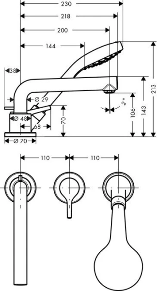 Смеситель для ванны Hansgrohe Talis S хром 72416000 (детальная фотография), для ванны