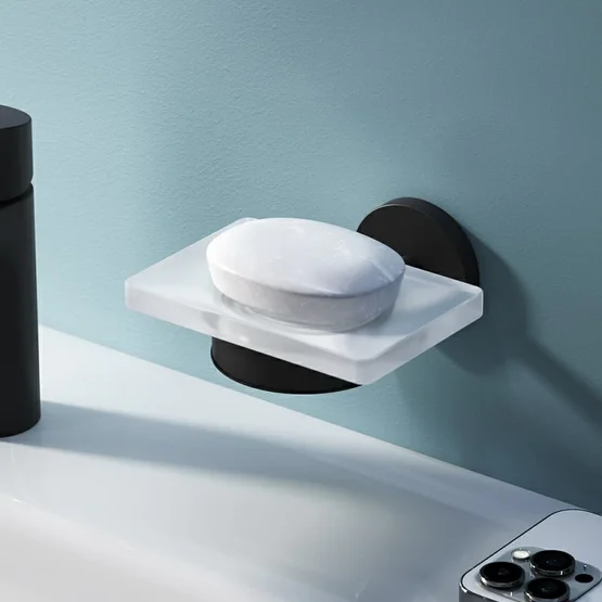 Мыльница Am.Pm X-Joy черная матовая A85A34222 (детальная фотография), металлические, стеклянные