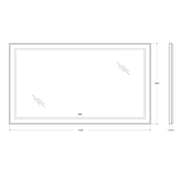 Зеркало с подсветкой BelBagno Kraft 140 см черное SPC-KRAFT-1400-800-LED-TCH-WARM-NERO (детальная фотография), в наличии