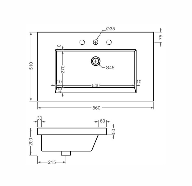 Схема (детальная фотография), накладные (на столешницу)