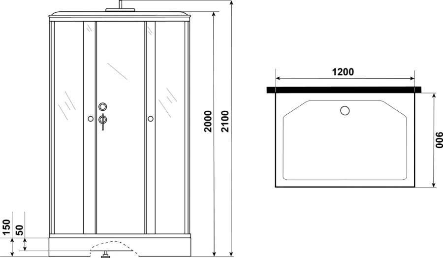 Душевая кабина Niagara Luxe 7772Q 120х90 см прямоугольная (детальная фотография), пристенные, недорогие, для дачи, с гидромассажем, c тропическим душем, с вентиляцией, с крышей