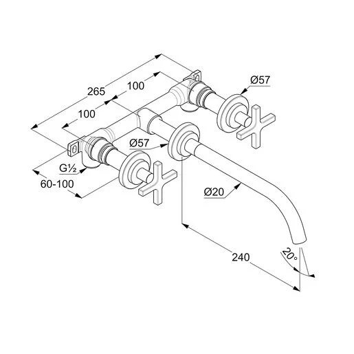 Смеситель для раковины Kludi Nova Fonte настенный 201460520 (детальная фотография), для раковины