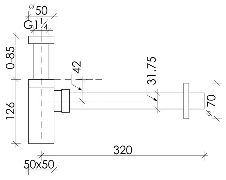 Сифон для раковины Ceramica Nova хром 70002CH (детальная фотография), хром