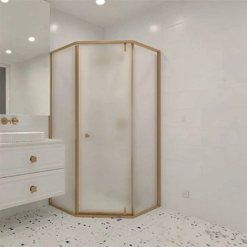Душевой уголок RGW Hotel HO-088Gb 90x90 см профиль золото Brush, стекло матовое - фото 1
