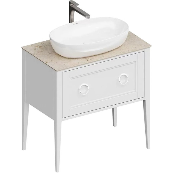 Тумба под раковину напольная Kerama Marazzi Plaza Classic 80 см белая матовая PL.CN.80.1+1\WHT.M (детальная фотография), классика, ретро