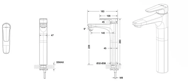Смеситель для раковины Bravat Source черный F1173218BW-A9-ENG (детальная фотография), для раковины