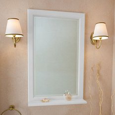 Зеркало для ванной с полкой, цвет белый матовый, La Beaute Michel