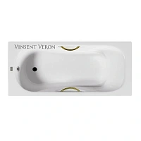 Чугунная ванна Vinsent Veron Aura VAU1707542H/VH0015GD, 170 x 75 см, ручки золото, цвет белый