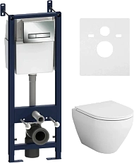 Унитаз с инсталляцией Am.Pm Spirit с клавишей глянцевый хром