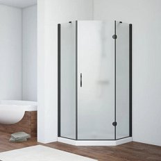 Душевой уголок профиль черный матовый стекло сатин Vegas-glass
