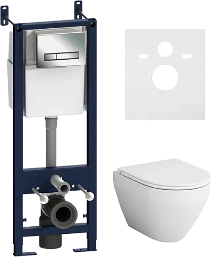 Унитаз с инсталляцией Am.Pm Spirit с клавишей глянцевый хром - фото 2