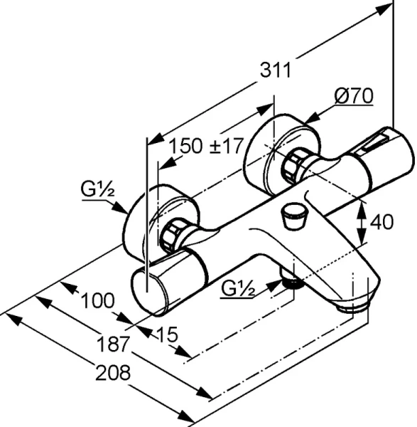 Смеситель для ванны Kludi Zenta белый/хром 351019138 (детальная фотография), с термостатом