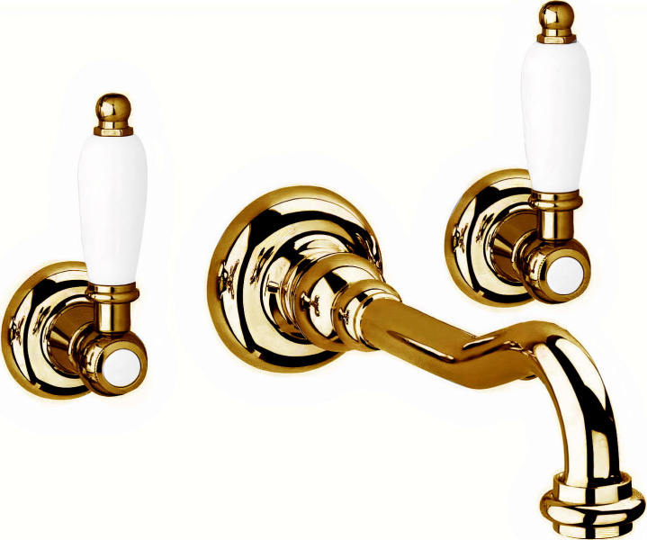 Смеситель для раковины Cezares First бронза, ручки белые FIRST-BLS1-02-Bi (детальная фотография)