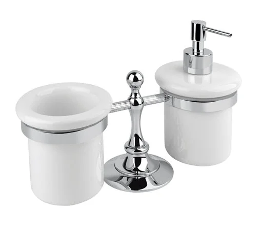 Стакан для ванной и дозатор для мыла Cezares Olimp хром, фурнитура металл OLIMP-TDT-01-M (детальная фотография)