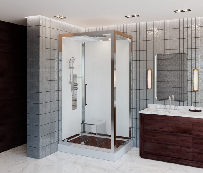 Душевая кабина Deto Z 120х90 см с тропическим душем Z120KERAVA (детальная фотография), хромированный профиль