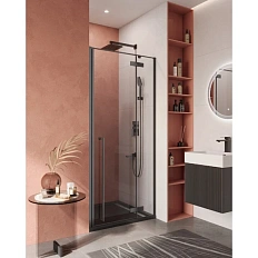 Душевая дверь в нишу Cezares Liner 90 см левая профиль черный
