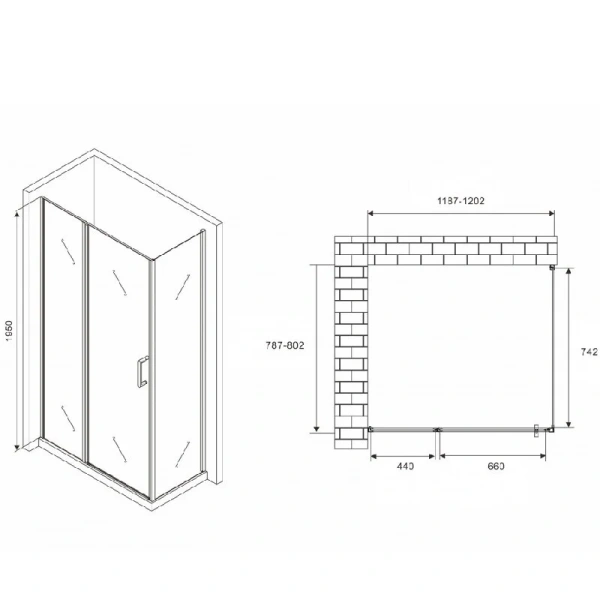 Душевой уголок Abber Sonnenstrand 120х80 см профиль черный AG04120BS-S80B (детальная фотография), прямоугольные