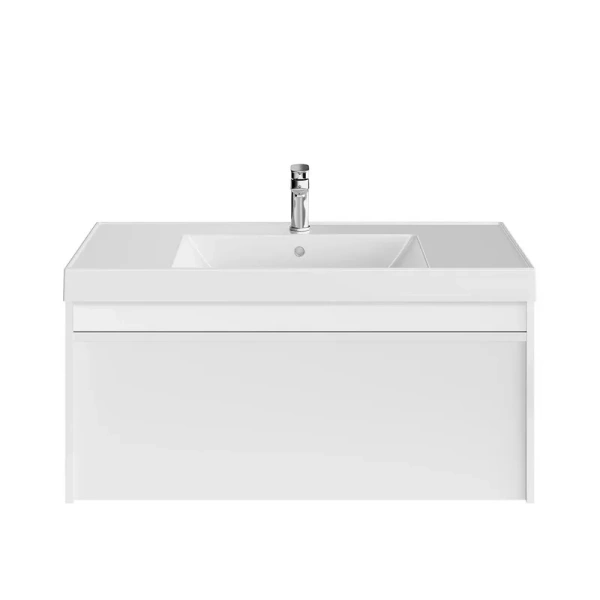 Тумба под раковину подвесная Kerama Marazzi Modula 100 см белая MOD.100.1+1\WHT (детальная фотография), моноблок, под накладную раковину