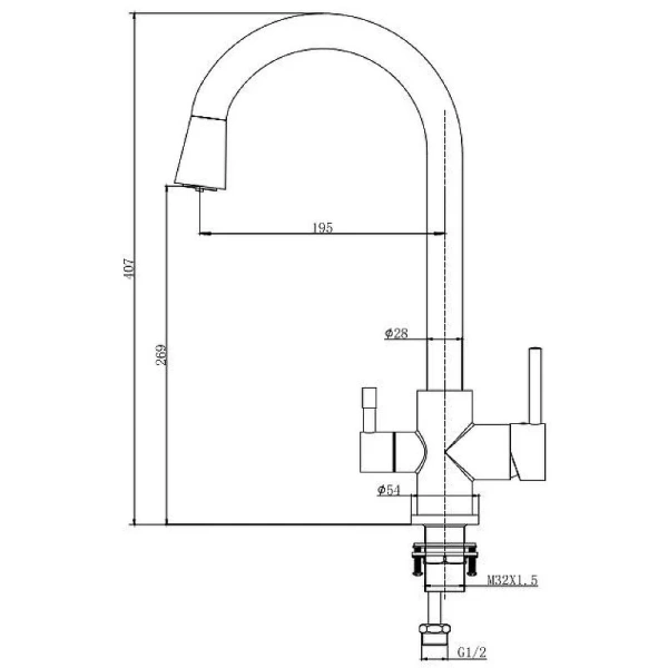 Смеситель для кухни Акватек Вега черный AQ1085MB (детальная фотография), для кухни