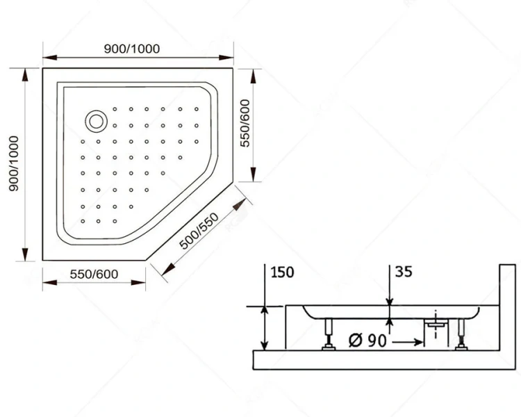 Душевой поддон RGW Acryl LUX/TN-TR 100х100 см белый 16180500-41 (детальная фотография), недорогие