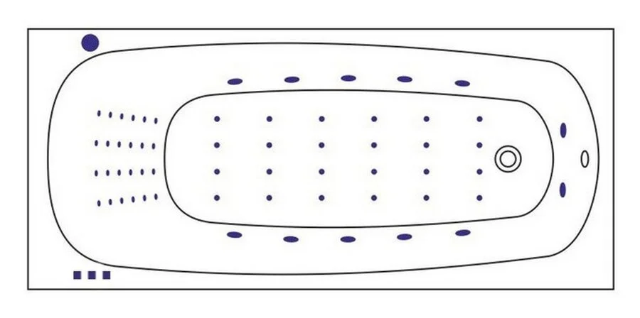 Ванна гидромассажная Whitecross Layla Slim 170 x 75 см, NANO, золото, белый, 0122.170075.100.NANO.GL (детальная фотография), современныe, hi-tech