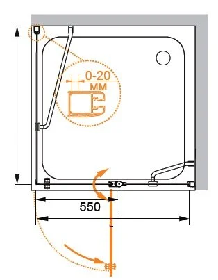 Душевой уголок Cezares Elena 100x100 см стекло прозрачное ELENA-W-A-12-100-C-Cr (детальная фотография), квадратные