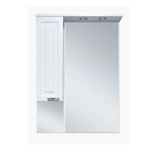 Зеркальный шкаф с подсветкой Misty Терра 70 см белый, левый - фото 1