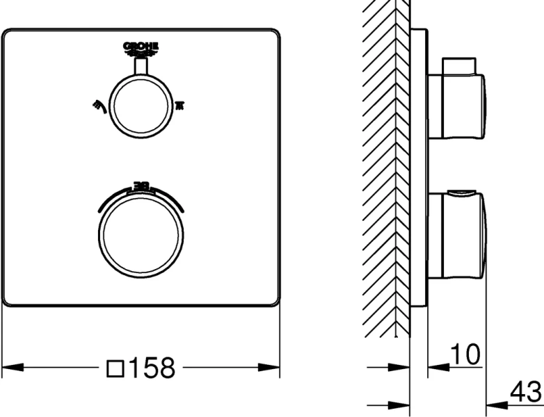 Смеситель для душа Grohe Grohtherm 24079000 хром (детальная фотография), с термостатом