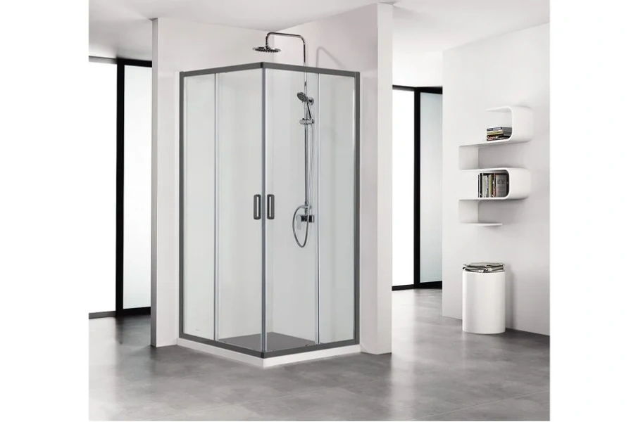 Душевой уголок Акватек 80x80 см профиль черный матовый AQ ARI KV 08020BL (детальная фотография), черные